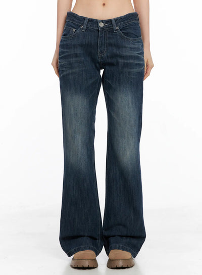 amira-washed-low-rise-flare-jeans-cc1109 / Dark blue