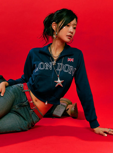 london-contrast-zip-up-jacket-cs510 / Dark blue