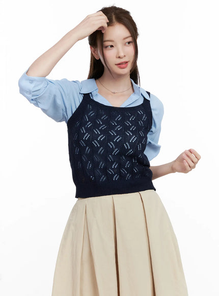 sleeveless-knit-tank-top-cl524 / Dark blue