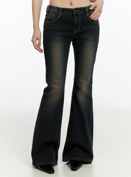 rei-pocket-detail-flare-jeans-cn524 / Dark blue