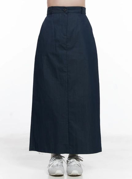back-slit-maxi-skirt-cg521 / Dark blue