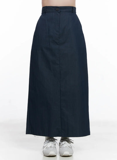 back-slit-maxi-skirt-cg521 / Dark blue