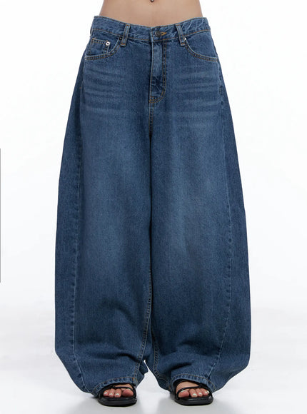 shuhua-washed-wide-leg-denim-jeans-cl510 / Dark blue