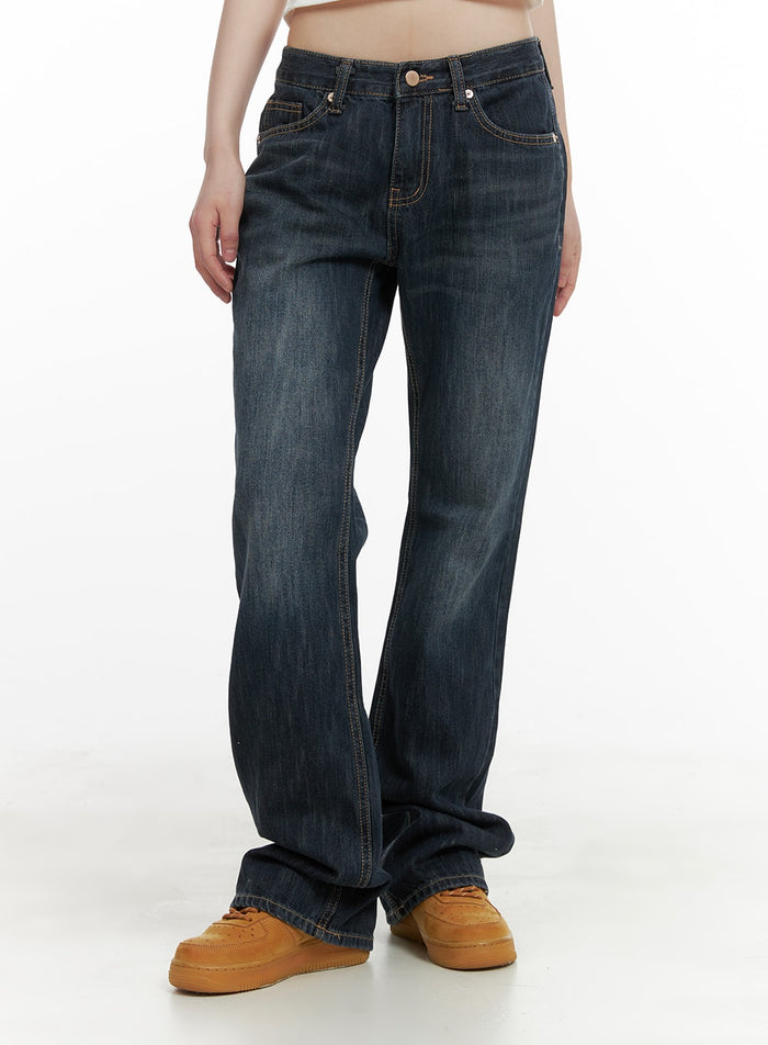 loose-fit-low-waist-bootcut-jeans-ca412 / Dark blue