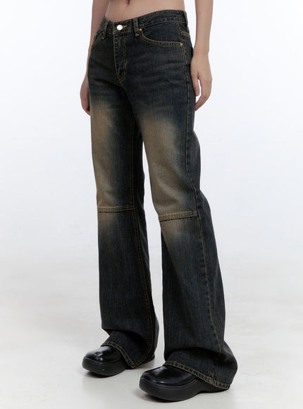 kira-stitched-detail-bootcut-jeans-cg414 / Dark blue