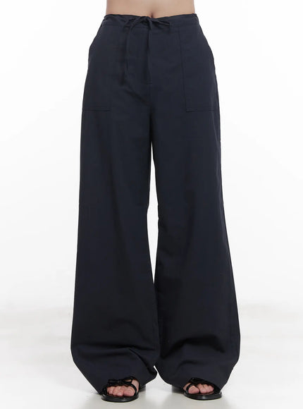 ribbon-tie-wide-leg-pants-cu523 / Dark blue