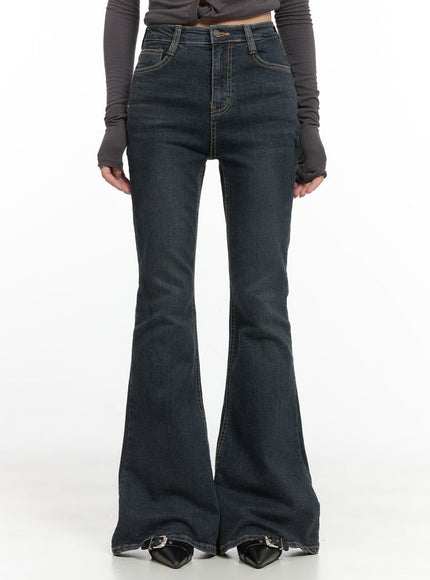 zadie-slim-washed-denim-bootcut-jeans-cg421 / Dark blue