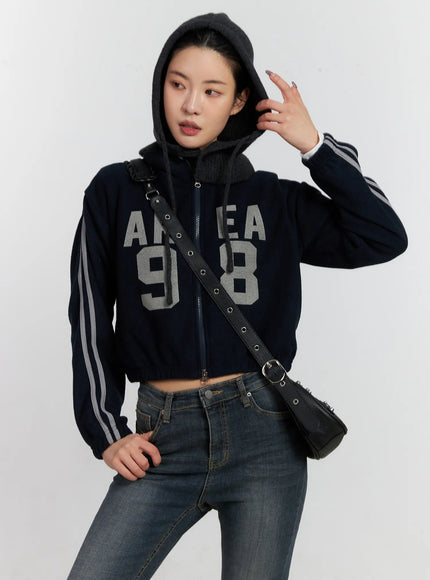 slim-fit-graphic-fleece-zip-up-cd509 / Dark blue
