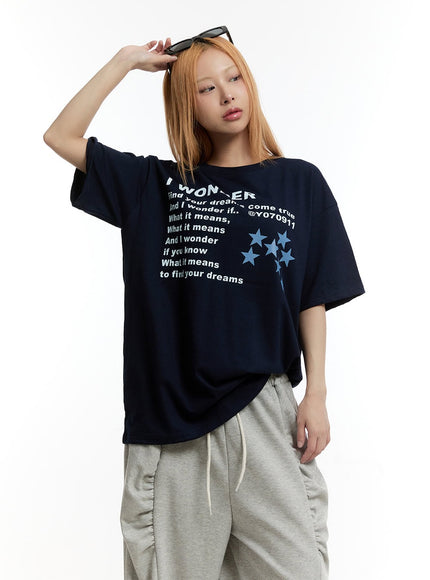 oversized-cotton-graphic-t-shirt-cy506 / Dark blue
