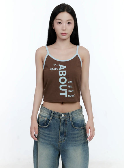 contrast-graphic-tank-top-cg501 / Dark brown