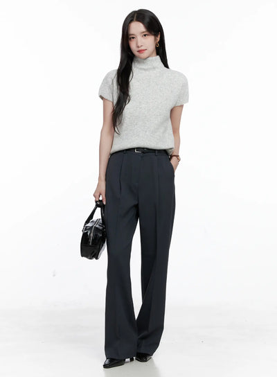 pintuck-tailored-trousers-cs523 / Dark gray