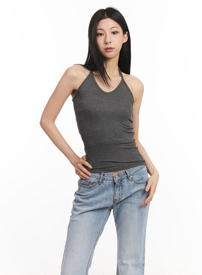 essential-halter-neck-cami-top-ca516 / Dark gray