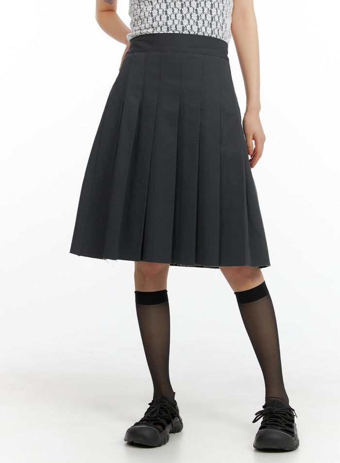 basic-pleated-midi-skirt-cm413 / Dark gray