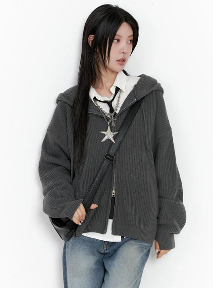 knit-zip-up-hoodie-cs510 / Dark gray
