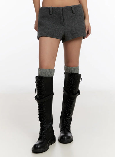 low-rise-wool-blended-shorts-cn527 / Dark gray
