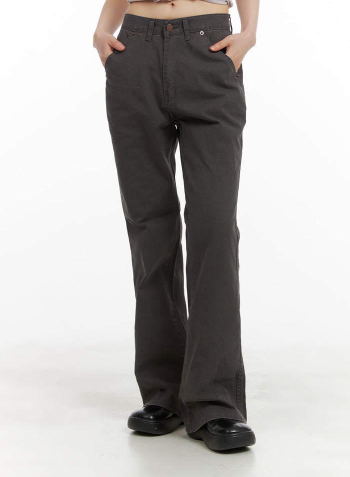 cotton-slim-fit-bootcut-pants-ca422 / Dark gray