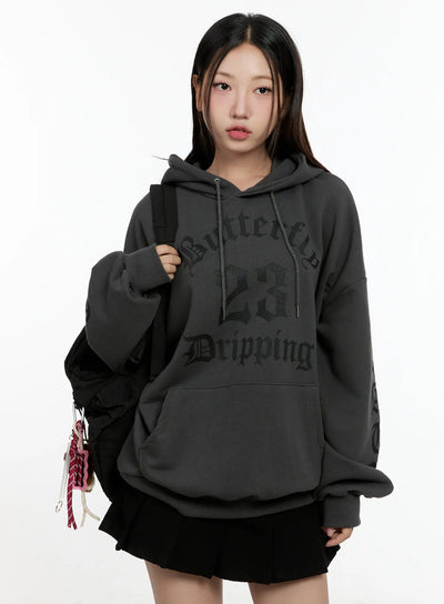 oversized-butterfly-graphic-hoodie-cg501 / Dark gray