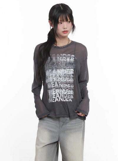 sheer-graphic-long-sleeve-shirt-cu520 / Dark gray
