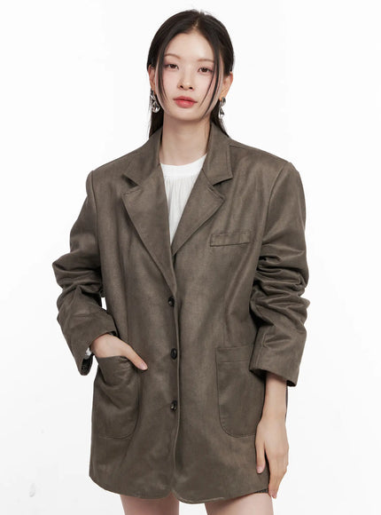 oversized-suede-blazer-cn504 / Dark gray
