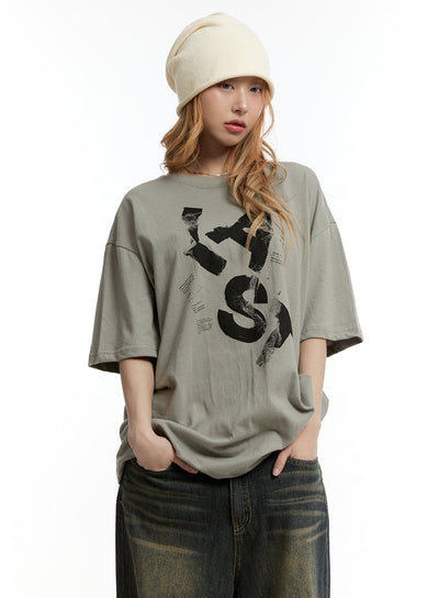 oversized-graphic-t-shirt-cy506 / Dark green