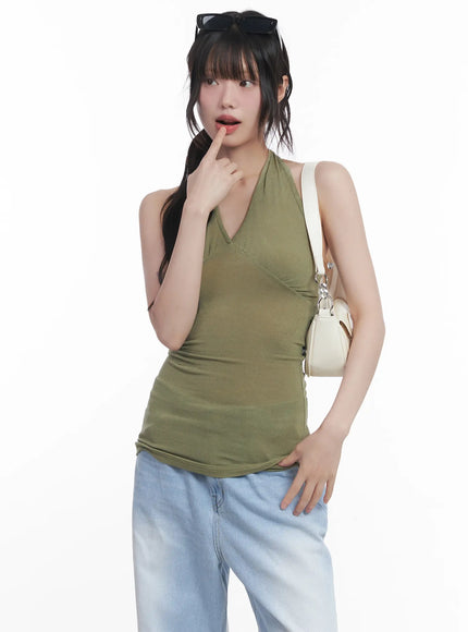 sheer-halter-neck-tank-cu519 / light green