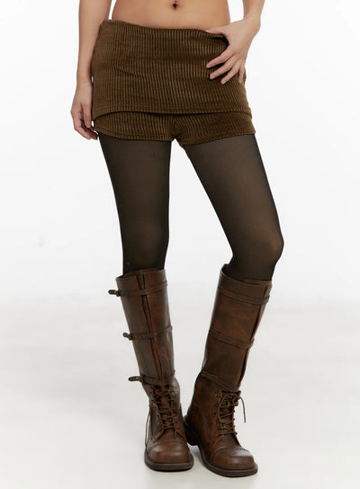 corduroy-low-rise-folded-shorts-cd517 / Dark green