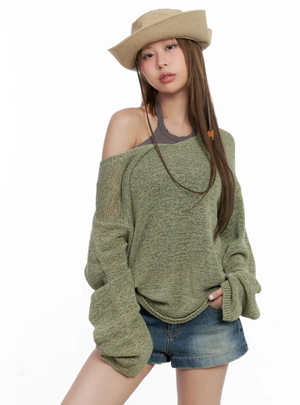 loose-fit-string-summer-knit-cl511 / Dark green