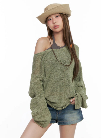 loose-fit-string-summer-knit-cl511 / Dark green