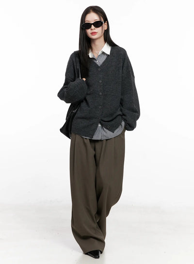 oversized-pintuck-trousers-cn504 / Dark green