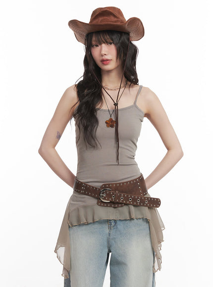 frilly-flared-cami-top-cm520 / Dark green