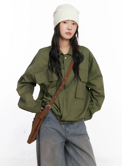 relaxed-fit-cargo-jacket-cc1809 / Dark green