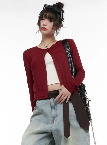 everyday-long-sleeve-cardigan-cg519 / Dark red