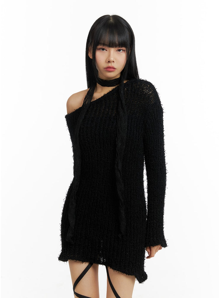 fuzzy-knit-asymmetrical-shoulder-mini-dress-cm406