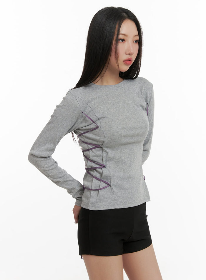 side-strap-long-sleeve-cy403 / Gray