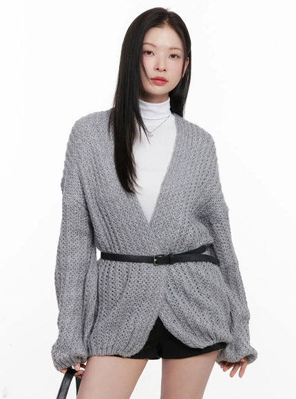 casual-loose-fit-cardigan-cn504 / Gray