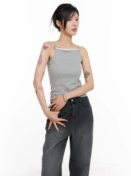 lace-trim-cami-top-cl528 / Gray