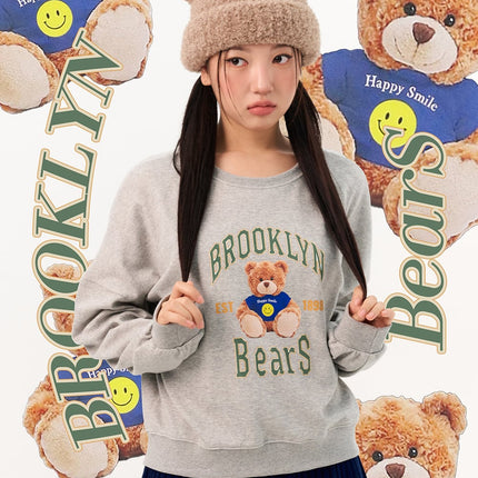 cute-bear-print-sweatshirt-io317 / Gray