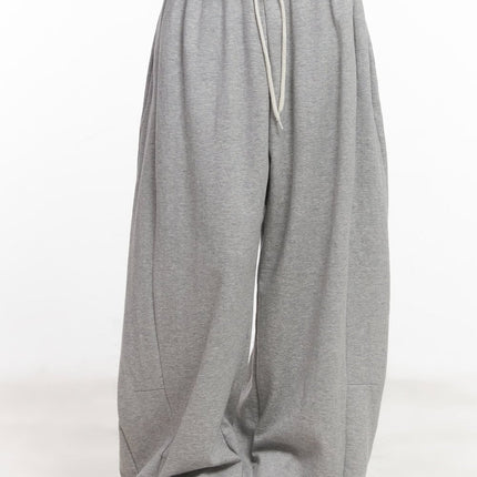 adjustable-pintuck-wide-leg-sweatpants-cy521 / Gray
