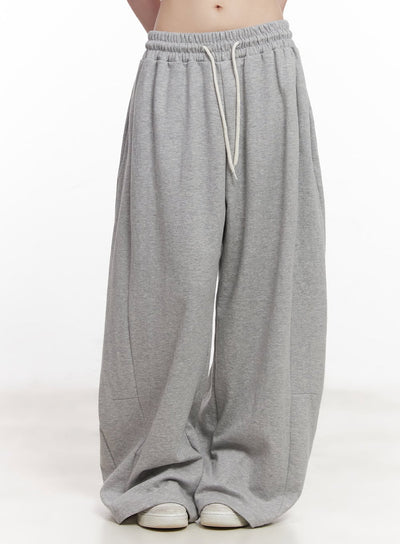 adjustable-pintuck-wide-leg-sweatpants-cy521 / Gray