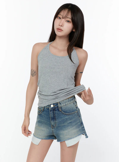 basic-halter-neck-sleeveless-top-cy514 / Gray
