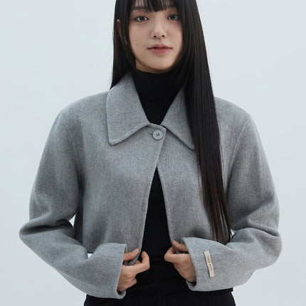 one-button-crop-tailored-jacket-on310 / Gray