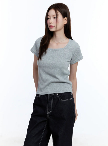essential-square-neck-tee-cu513 / Gray