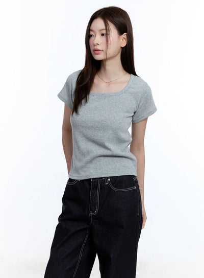 essential-square-neck-tee-cu513 / Gray