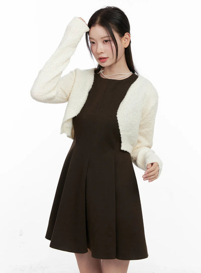 boucle-bolero-cardigan-cn504 / Light beige