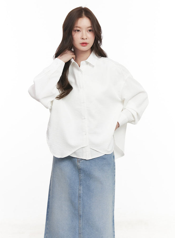 Loose-Fit Layered Collared Shirt CM511