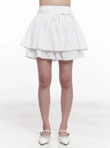 flirty-ribbon-flared-mini-skirt-cu523 / White