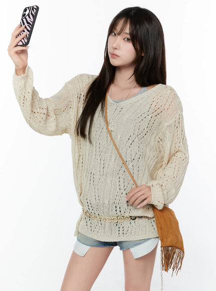 loose-fit-two-way-knit-top-cy514 / Light beige