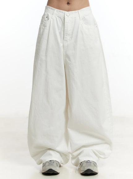 pintuck-oversized-cotton-trousers-cy505 / White