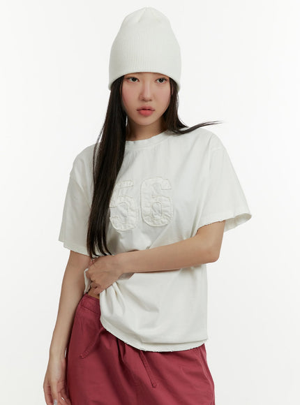 oversized-patches-t-shirt-cy408 / Light beige