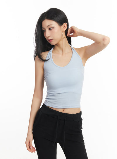 essential-halter-crop-tank-top-ca503 / Light blue